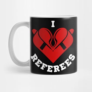 I Love Referees | Red Referee Whistles Heart Mug